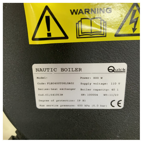 Quick Sigmar Marine vandvarmer 40L 110V - B040UT08L Inox boiler