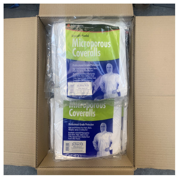 Buffalo Tuta protettiva monouso microporosa con cappuccio - Abbigliamento da lavoro traspirante resistente alle sostanze chimiche e alla polvere per uso marittimo XL