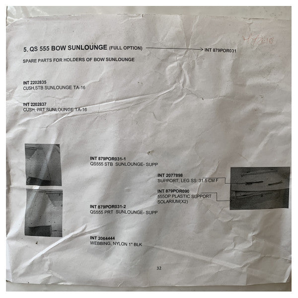 Quicksilver Activ 555 Open Bow Sunlounge Marine Seat Cushion Kit - 879POR031