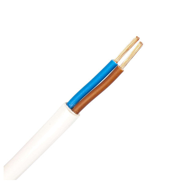 H05VV-F 2G 2,5mm2 Cable eléctrico flexible de PVC - Blanco 2x2,5mm2 1m