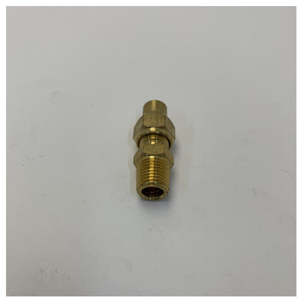 Marine Brass Flare Adapter Fitting - 5/16inch to 1/4in Male Flare - 03-2709