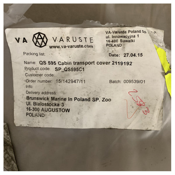 Housse de transport / d'amarrage pour bateau Quicksilver 595 Cabin gris - SP_QS595C1