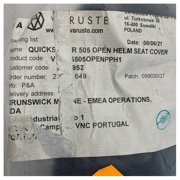 Funda de asiento de timón marino impermeable Quicksilver para Quicksilver 505 open - VK_QS505OPENP