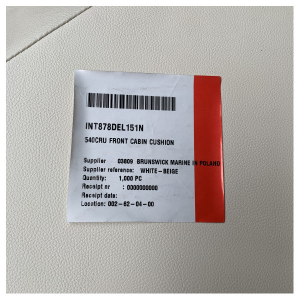 Quicksilver 540 Cruiser Front Cabin Cushion White - Beige - 878DEL151N