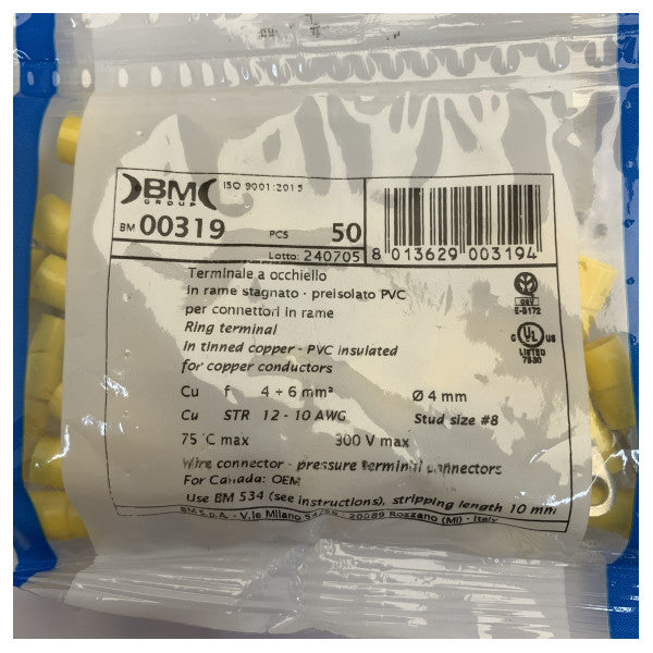 Yellow 6 M4 Rumen Ring Cable Lug