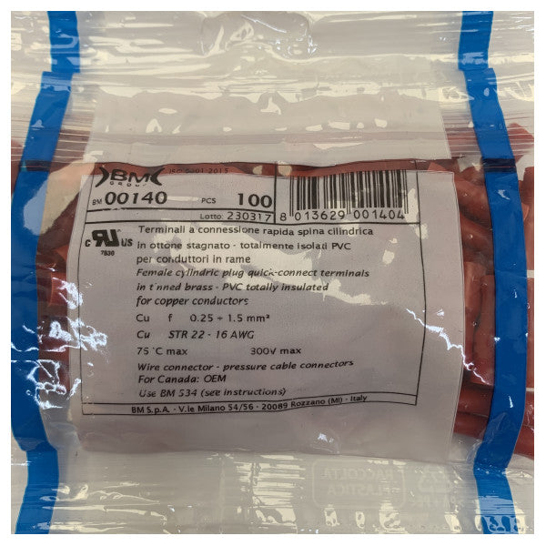 Connecteur électrique femelle cylindrique 1,5 mm rouge 1,5/4 RD 100 pièces