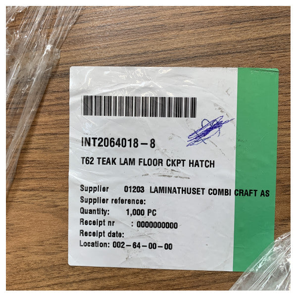 中央コックピットハッチカバー用のUttern T62ラミネートチークフロア - 2064018-8