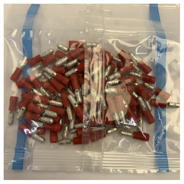 Eristetty Bullet-liitin punainen 1.5/4mm CIL.KON. M 1,5/4 RD 100 kpl