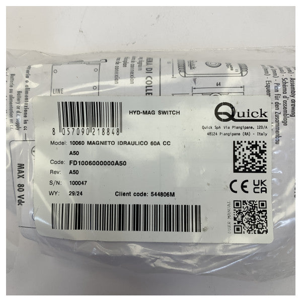 Kit interruttore automatico per verricello Quick 60A - FD1006000000A00 elettrico marino