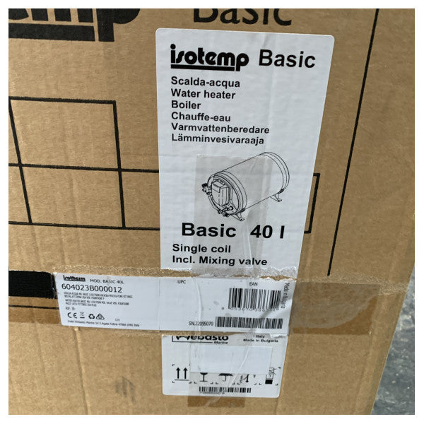 Calentador de agua marino Isotherm Isotemp 40L 115V 750W de acero inoxidable con válvula mezcladora