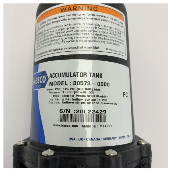 Jabsco 30573-0000 marin trykakkumulatortank - 1 liter