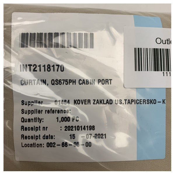 クイックシルバー 675 パイロットハウスのカーテン ポートサイドキャビン用 ベージュ - 2118170