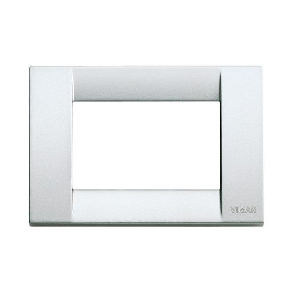 Placa de interrutor elétrico marítimo de 3 aberturas em metal prateado mate Classic Vimar - 16733.21.02