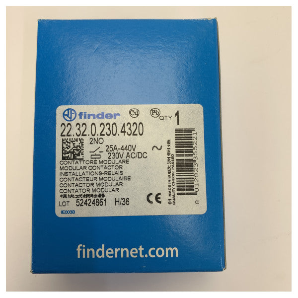 Finder 22.32.0.230.4320 Modular Relay 230V AC 2-Pole 25A