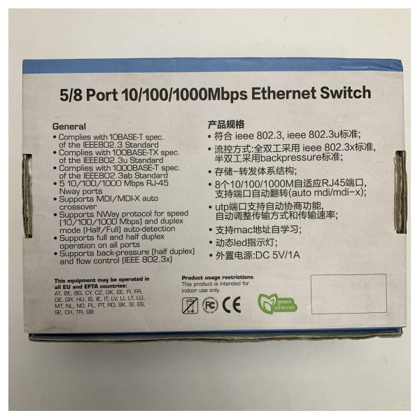 Space Stream 8-Port Gigabit Ethernet Switch 10/100/1000 Mbps para uma rede fiável