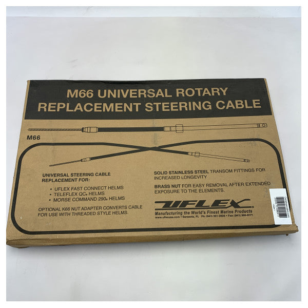 Uflex Universal M66 Marine Rotary Steering Cable � Holdbar erstatning i rustfrit stål til Uflex-, Teleflex- og Morse-hjelmsystemer