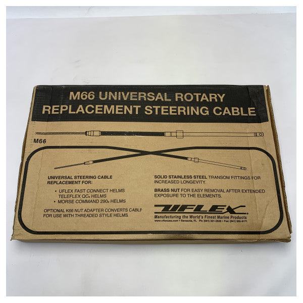 Uflex Universal M66 Marine Rotary Steering Cable � Holdbar erstatning i rustfrit stål til Uflex-, Teleflex- og Morse-hjelmsystemer
