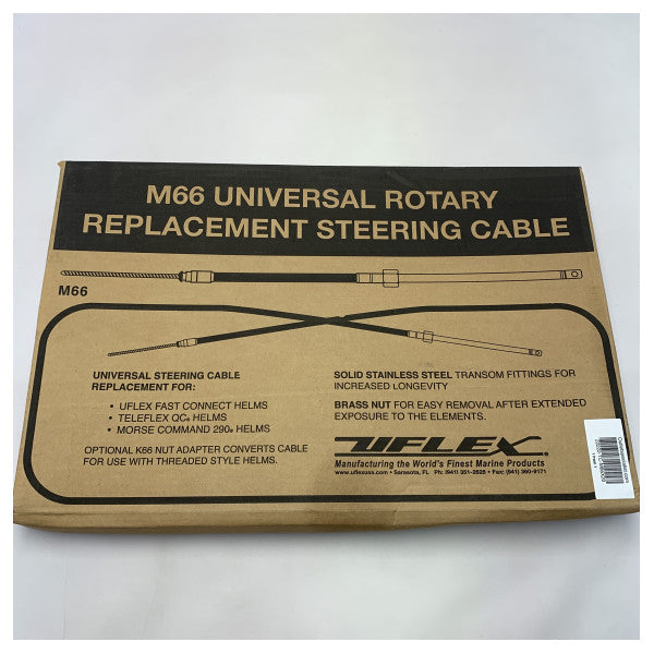 Uflex Universal Marine Steering Cable M66 X 20ft � Durable Stainless Steel Replacement for Uflex Fast Connect, Teleflex QC & Morse Command 290 Helmet Models
