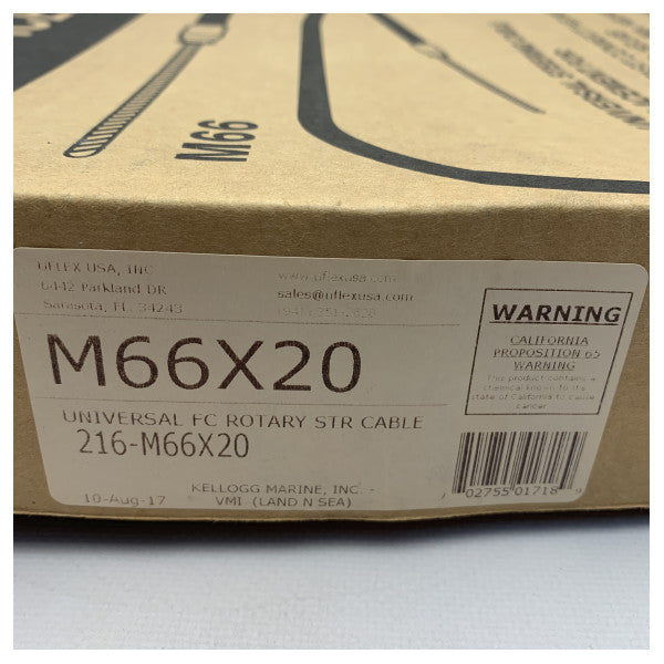 Uflex Universal Marine Steering Cable M66 X 20ft � Durable Stainless Steel Replacement for Uflex Fast Connect, Teleflex QC & Morse Command 290 Helmet Models