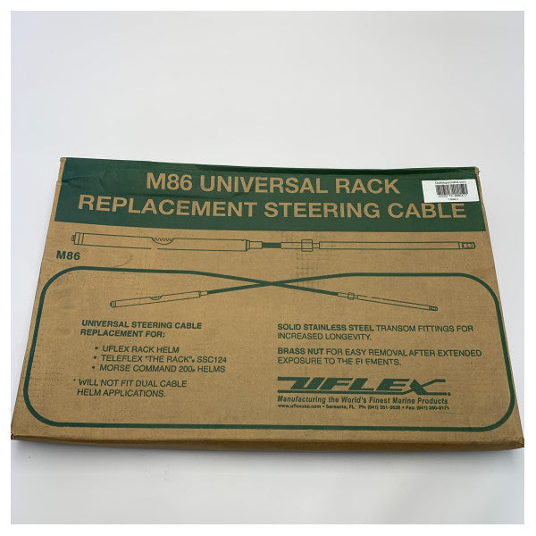 Uflex Universal Marine Steering Cable M86 til tandstangs- og pin-styresystemer � Holdbar udskiftning i rustfrit stål