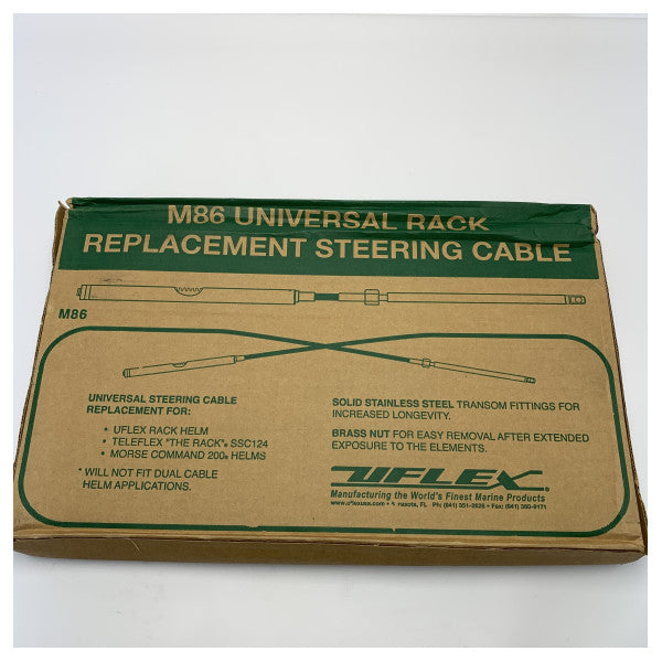 Uflex Universal Marine Steering Cable M86 til tandstangs- og pin-styresystemer � Holdbar udskiftning i rustfrit stål