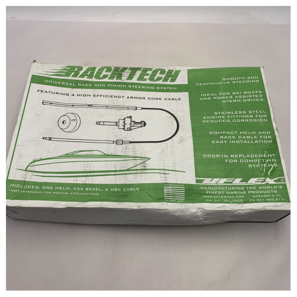 UFLEX Racktech 19ft Stainless Steel Marine Rack & Pinion Steering Cable System for Waterski Boats & Stern Drives