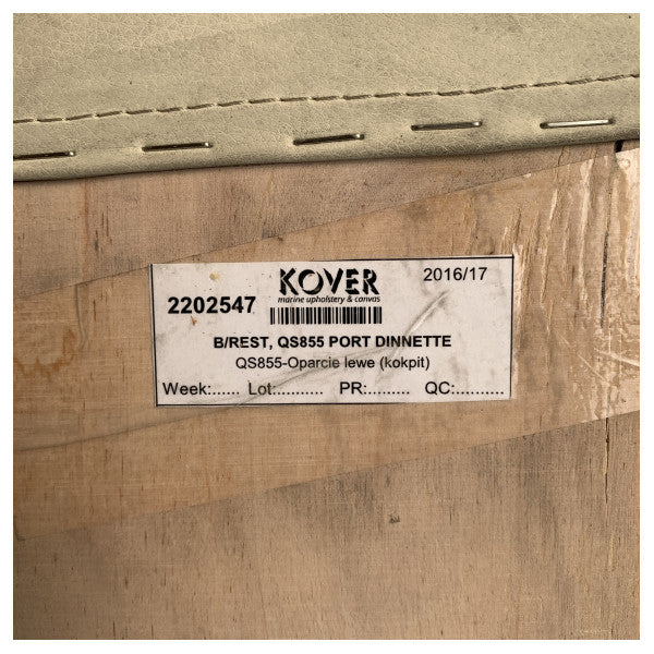 Quicksilver 855 Port Side Dinette Backrest Seat Cushion White - 2202547