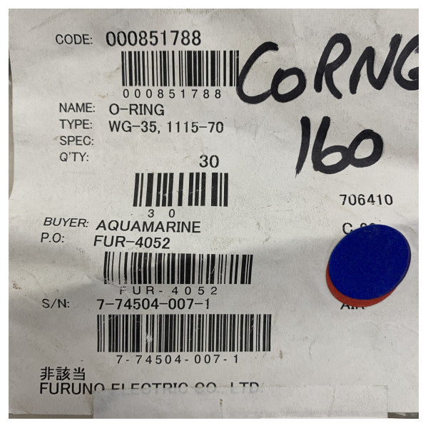 Furuno Marine Sonar O-Ring CH-250 AS568-257 Durable Waterproof Seal 30mm Pack of 30