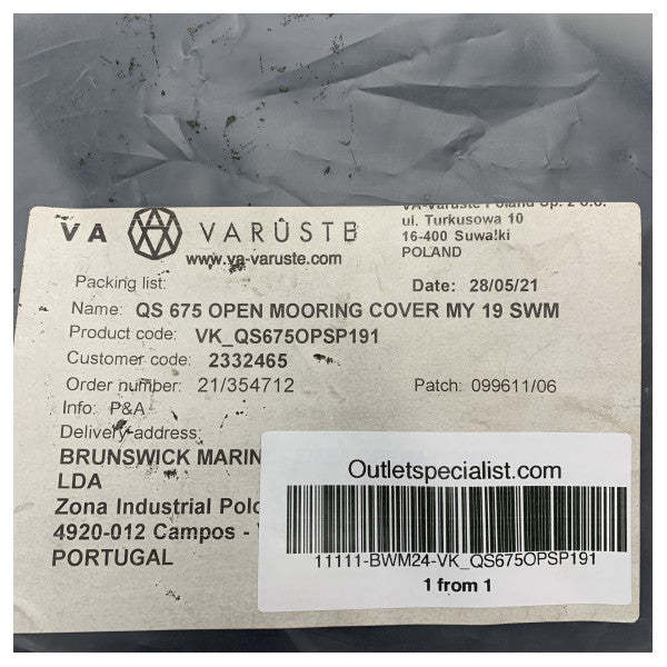 Capa completa de ancoragem e transporte Quicksilver 675 Open preta - VK_QS675OPSP1