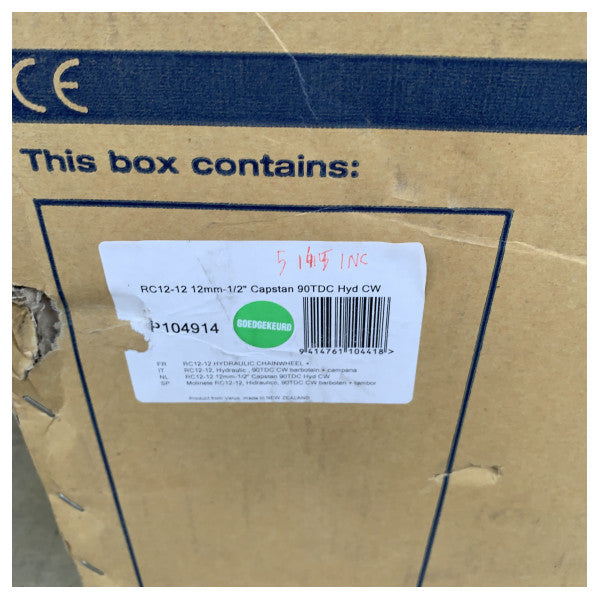 Maxwell RC12 treuil hydraulique de 12 mm avec cabestan en acier inoxydable - P104914