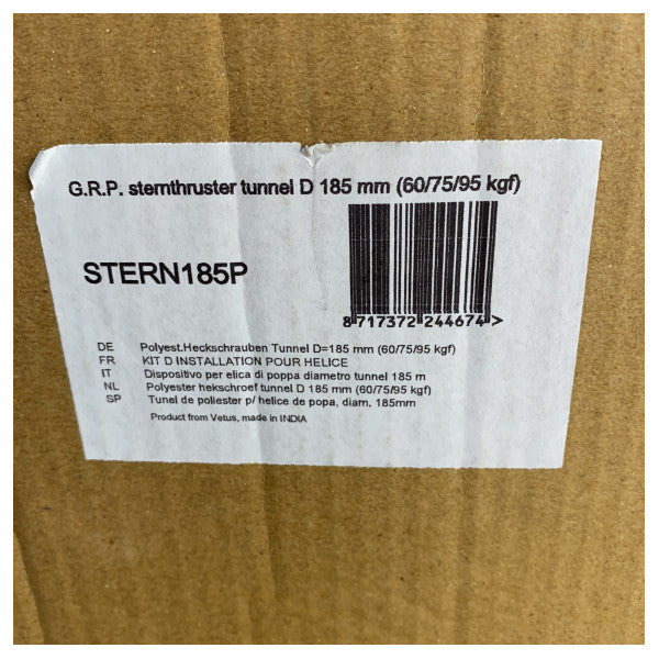 Vetus polyester baugthruster tunnel 185mm for marine aktersystemer - STERN185P