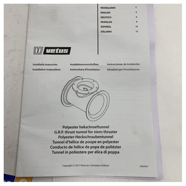 Vetus polyester baugthruster tunnel 185mm for marine aktersystemer - STERN185P