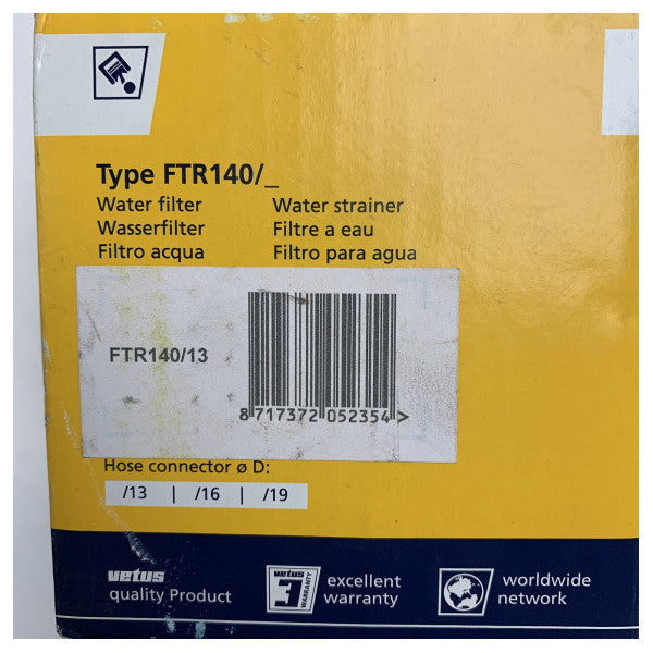 Filtre à eau Vetus Marine FTR140 - Filtre à eau pour bateaux 13-19 mm d'entrée/sortie