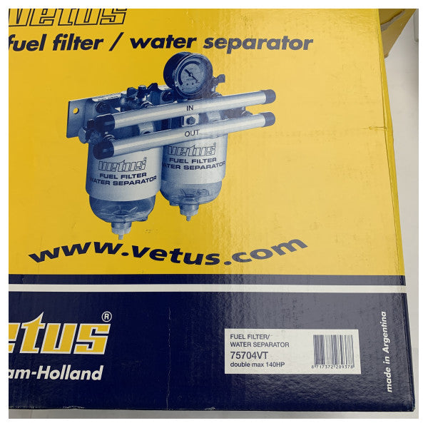 Filtre à carburant marin Vetus Dual et séparateur d'eau 75704VT - 190L / 10 micron