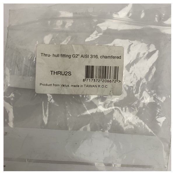 Vetus Stainless Steel Thru Hull Fitting 2 Inch AISI 316 for Marine Applications - THRU2S