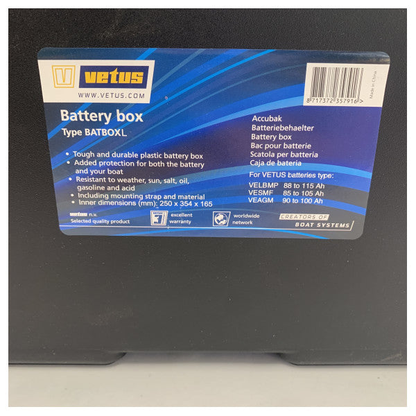 Vetus BATBOXL Μπαταρία Κουτί για Σκάφος Μέγεθος L - 250 x 354 x 165 χιλιοστά