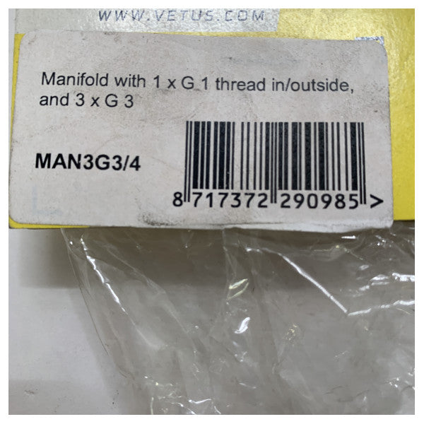 Vetus Brass Marine Manifold 1x G1 auf 3x G3/4 für Wasser- und Kraftstoffsysteme - MAN3G3-4