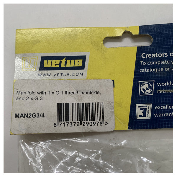 Vetus Brass Marine Manifold Distributor med 1x G1 indgang og 2x G3/4 - MAN2G3/4