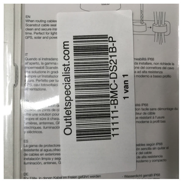Морський водонепроникний кабельний ввід Scanstrut DS21B-P для кабелів 9-14 мм
