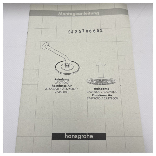 Hansgrohe Raindance Air Chrome Marine Shower Head 310 mm 27477000 � Durable, économe en eau, jet large