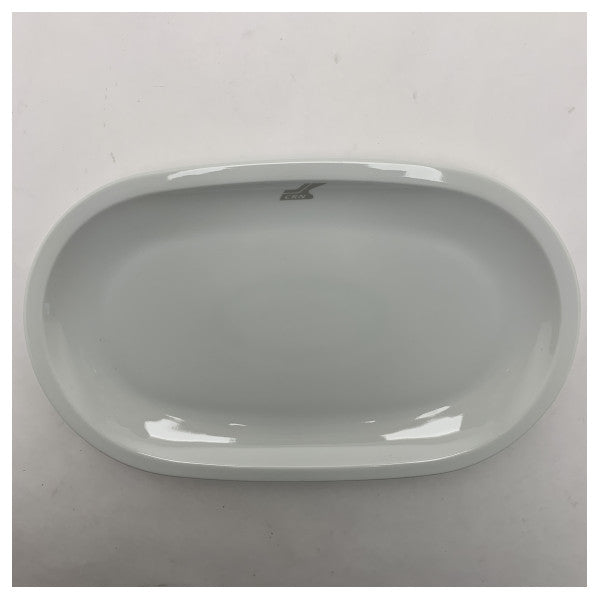 クロム仕上げとCRNロゴ入りオーバルセラミックトレイ35cm -ボートやヨット用の耐久性のあるマリンサービングトレイ