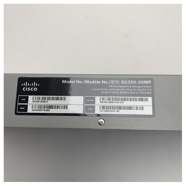 Cisco SG350-28MP-K9-EU 28-портовий гігабітний PoE керований мережевий комутатор для бізнесу та морських застосувань