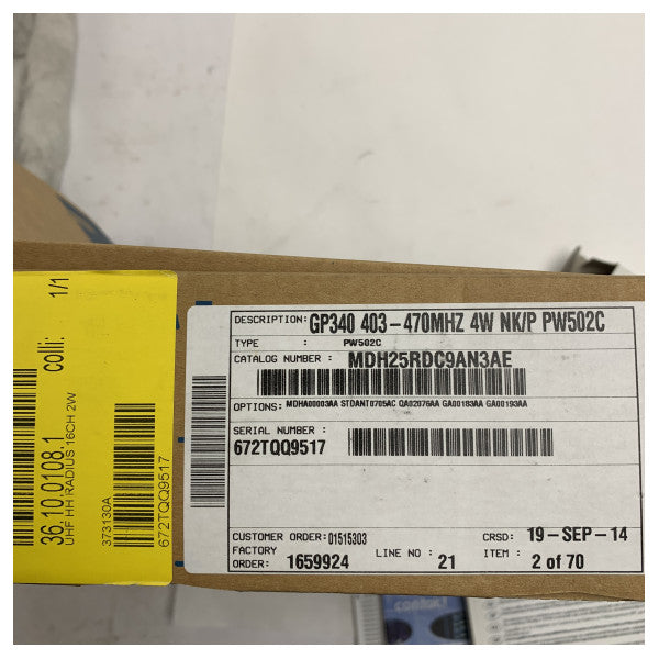 Radio portátil bidireccional Motorola GP340 UHF 403-470MHz - MDH25RDC9AN3AE