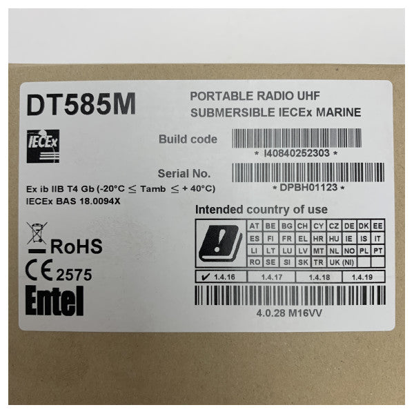 Entel DT585M UHF ръчно морско радио - водоустойчиво IECEx сертифицирано цифрово и аналогово