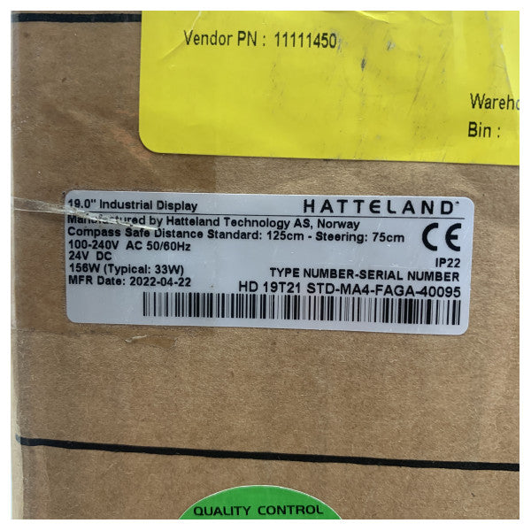 Hatteland HD 19T21 STD-MA4-FAGA-40095 19 ιντσών LED πολυλειτουργική ναυτική οθόνη