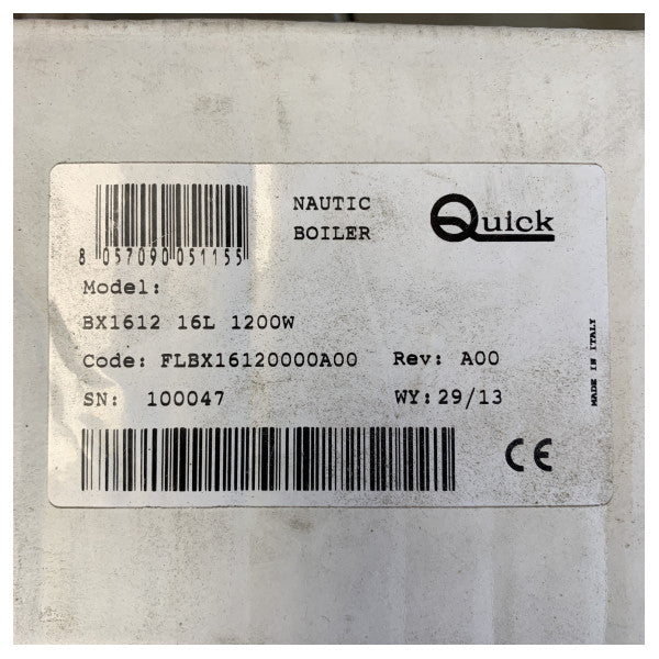 Quick BX1612 16L Bojler Nawtiku tal-Azzar Stainless 1200W 230V