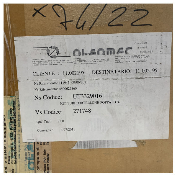 Комплект хидравлични маркучи за балконска система Itama 74 - 271748