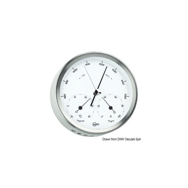 Stazione meteo marina Barigo in acciaio con barometro, termometro e igrometro - Strumento durevole in acciaio inox per imbarcazioni