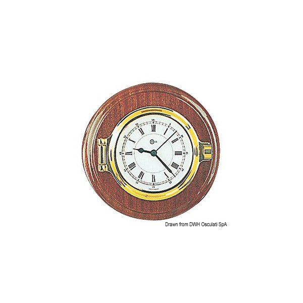 Marine Quartz Clock with Brass and Wood Housing - Durable, Waterproof Ship Timepiece