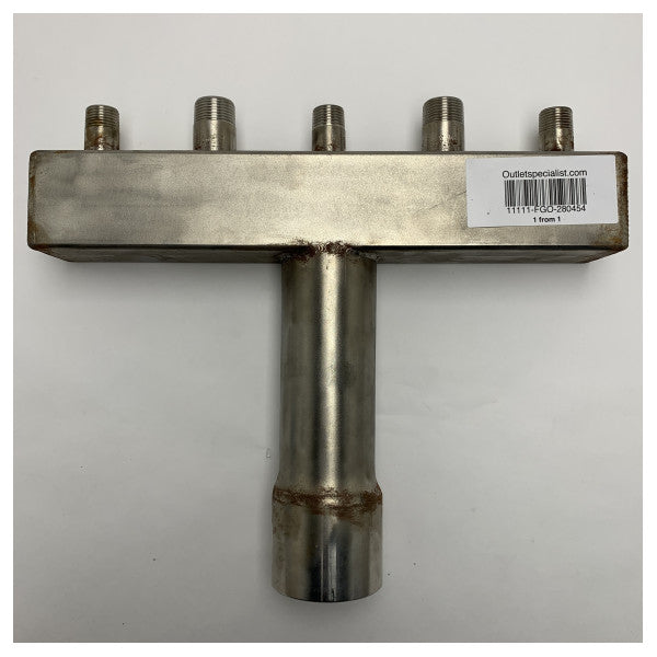 Ναυτιλιακός σύνδεσμος διανομής υγρών από ανοξείδωτο χάλυβα σε σχήμα T-Shaped με πέντε εξόδους - ανθεκτικός στη διάβρωση για θαλάσσια συστήματα